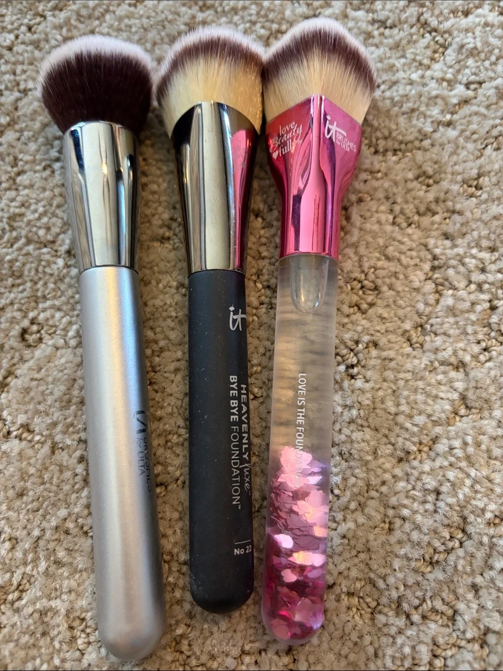 Set of Three It Cosmetics foundation brushes